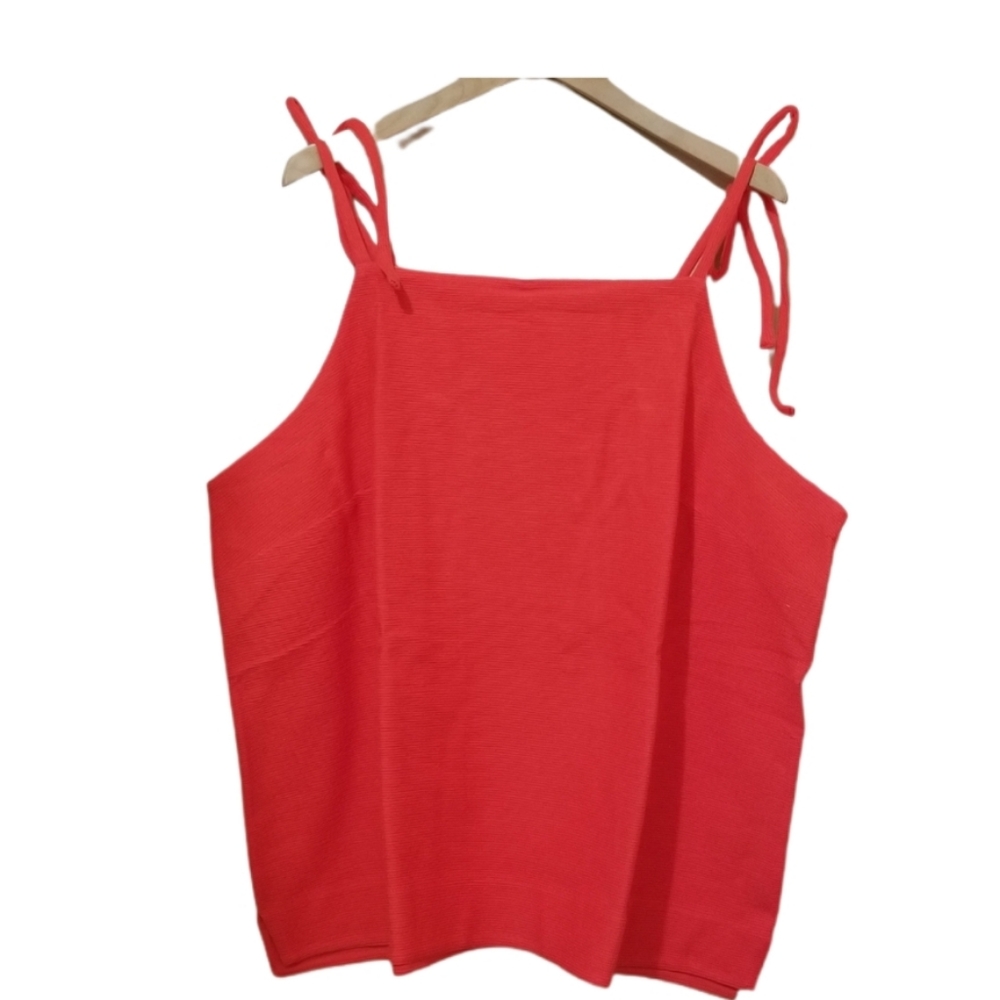 MADEWELL Texture & Thread Tie Shoulder Tank Top RIPE PERSIMMON Women's Sz 2X NEW